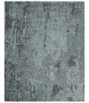 Silver and Charcoal Rug 8x10 Hand Woven Abstract Area Rug