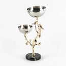 Silver and gold bird metal snack bowl dining room fruit stand