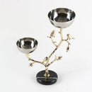 Silver and gold bird metal snack bowl dining room fruit stand