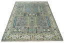Tree of life Silver and Ivory Hand Knotted Traditional Multi Size Wool Area Rug