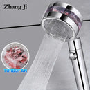 Silver and purple double panel turbo shower head bathroom jet