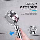 Silver and purple double panel turbo shower head bathroom jet