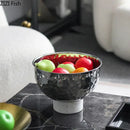 Silver and white hammer pattern fruits bowl dining room pedestal tray
