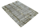 Silver, Beige and Gray Modern Abstract Hand knotted 6x9 Bamboo Silk Area Rug
