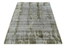 Silver, Beige and Gray Modern Abstract Hand knotted 6x9 Bamboo Silk Area Rug