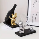 Silver & black bear wine rack kitchen decor storage