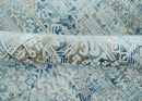 Transitional Blue and Ivory Antique Finish Art Silk Area Rug