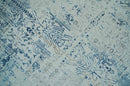 Transitional Blue and Ivory Antique Finish Art Silk Area Rug
