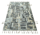 Silver, Charcoal, Beige and Tan Modern abstract Carved Texture 5x8 Hand Knotted Wool Area Rug