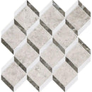 Silver Clouds, Snow White, Arctic Gray Multi Finish Steps 3d Marble Mosaics 14 9/16x14 15/16