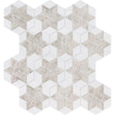 Silver Clouds, Snow White Multi Finish Stars Marble Mosaics 14 3/16x14 15/16