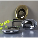 Silver cobblestone ceramic vase gold & silver oval bowl living room