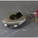Silver cobblestone ceramic vase gold & silver oval bowl living room