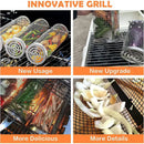 Silver cylindrical mesh grilling basket kitchen bbq tool