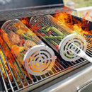 Silver cylindrical mesh grilling basket kitchen bbq tool