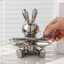 Silver decorbites astronaut rabbit resin tray office storage decor