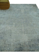 Silver design Modern Abstract Hand Knotted Bamboo Silk Area Rug