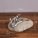 Silver gecko lizard resin candlestick living room decor figurines