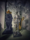 Silver iron armored soldier knight figurine set living room decor