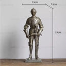 Silver iron armored soldier knight figurine set living room decor
