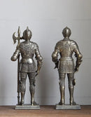 Silver iron armored soldier knight figurine set living room decor