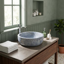 Silver Marble Round Vessel Sink - 16"x16"x6" - Honed
