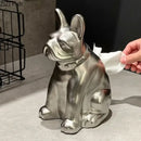 Silver metallic french bulldog ceramic tissue box living room decor