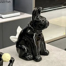 Silver metallic french bulldog ceramic tissue box living room decor