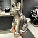 Silver metallic french bulldog ceramic tissue box living room decor