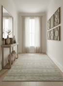 Silver, Olive and Gray Traditional Ikat Design 6x9 Hand loom Bamboo Silk Area Rug