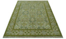 Silver, Olive and Green Traditional Floral motifs design 8x10 wool area rug