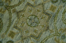 Silver, Olive and Green Traditional Floral motifs design 8x10 wool area rug
