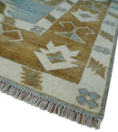 Silver, Olive and Ivory Traditional Medallion Large Floral Design Hand knotted 9x12 wool Rug