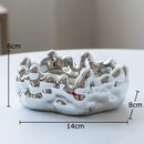 Silver textured ceramic bubble clouds ashtray – office smoking accessory