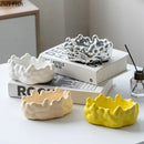 Silver textured ceramic bubble clouds ashtray – office smoking accessory