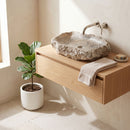 Silver Travertine Irregular Vessel Sink - 26x16x5" - Polished and Chiseled