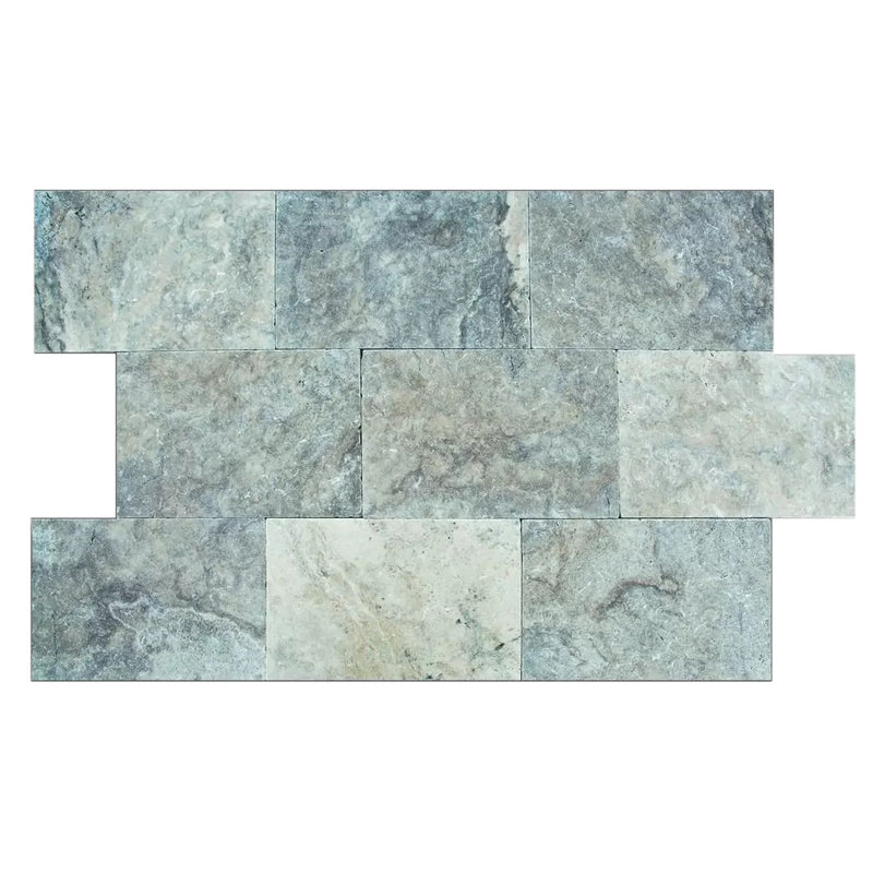 silver travertine pavers tumbled 16"x24" top view