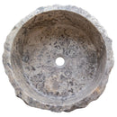 Silver Travertine Rustic Stone Hand Chiseled Honed Interior Vessel Sink 16 x 6