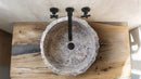 Silver Travertine Rustic Stone Hand Chiseled Honed Interior Vessel Sink 16 x 6