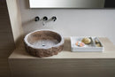 Silver Travertine Rustic Stone Hand Chiseled Honed Interior Vessel Sink 16 x 6