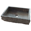 Silver Travertine Wall-mount Bathroom Sink Split-face Outside (W)16" (W)20" (H)5" angle view