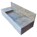 Silver Travertine Rustic Wall-mount Bathroom Sink with 8" Backsplash (W)20" (L)48" (H)8" angle view