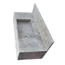 Silver Travertine Rustic Wall-mount Bathroom Sink with 8" Backsplash (W)20" (L)48" (H)8" angle view