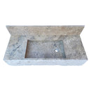 Silver Travertine Rustic Wall-mount Bathroom Sink with 8" Backsplash (W)20" (L)48" (H)8" top angle view