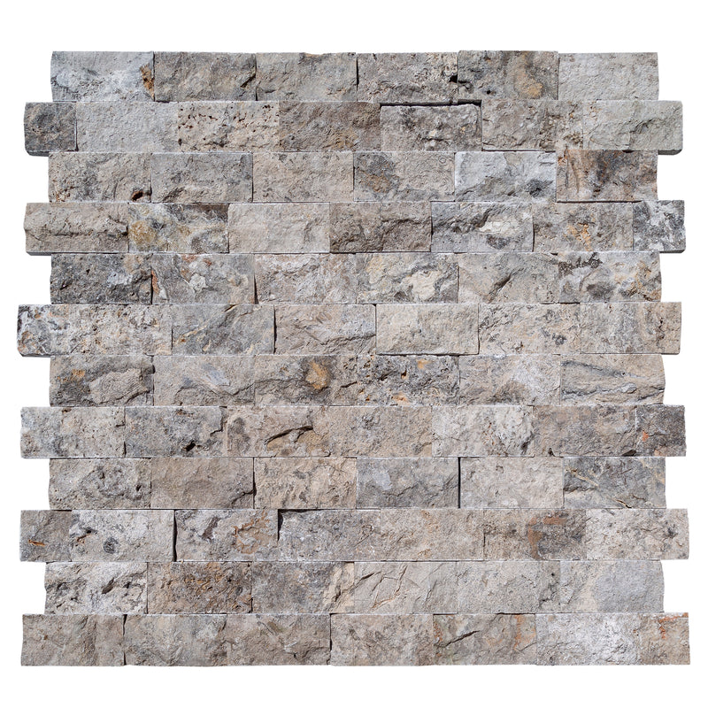 Silver 4"xFree Length Split-face Natural Travertine Wall Tile - Belair Collection top view