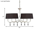 Silver twisted metal island chandelier with dark brown dining room shades