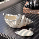 Silver white ceramic conch ashtray living room windproof shell decor