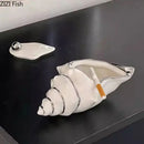 Silver white ceramic conch ashtray living room windproof shell decor