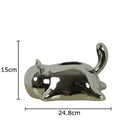 Silver & yellow cat ceramic tissue box living room decor