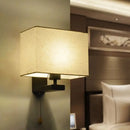 DecorBites™ Simple Style Fabric Rectangle Wall Lamp - 1 Bulb Beige Bedside Light Fixture